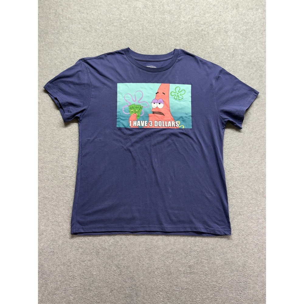 SpongeBob SquarePants Patrick Star I Have 3 Dollars Meme Graphic T-Shirt Large